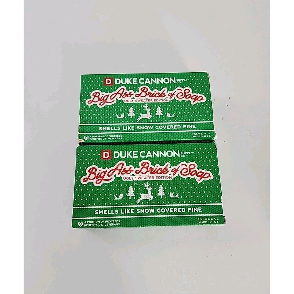 2 DUKE CANNON Big Ass Brick of Soap Ugly Sweater Edition 10 oz Snow Covered Pine